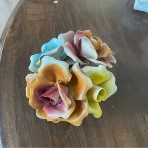 Vintage Genuine Capodimonte Rose Basket Flowers 5x7